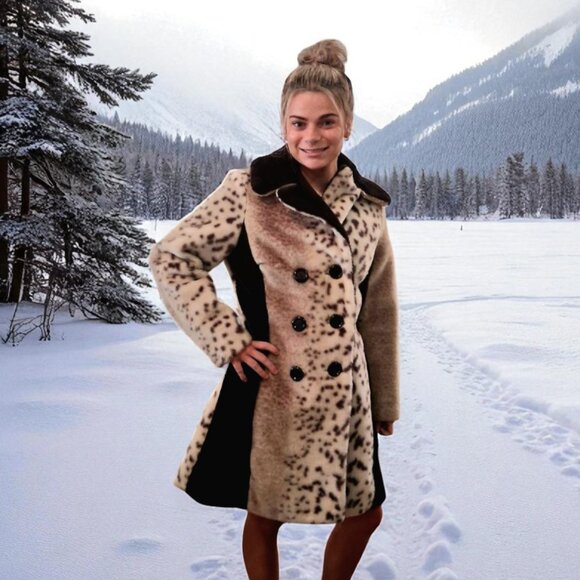 60’s Faux Fur Animal Print Double Breasted Coat by Collins & Aikman - Picture 7 of 11